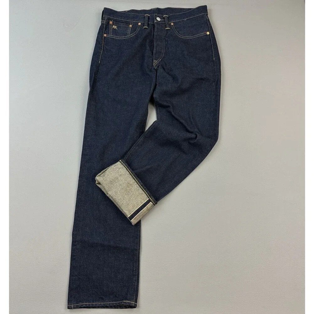 RRL Double RL Jeans Mens 32x32 Indigo Denim Straight Japan Woven Selvedge USA